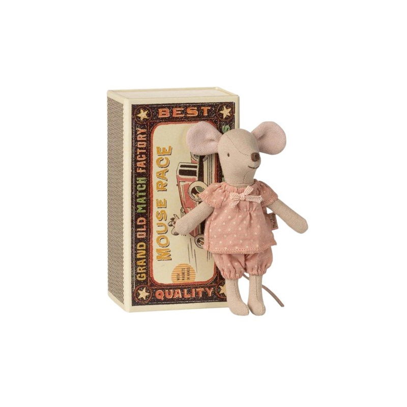 Grande soeur souris dans sa boite