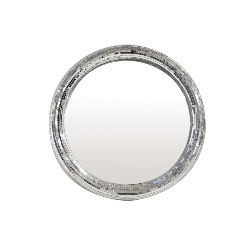 Miroir rond cœur 30 cm | Argent