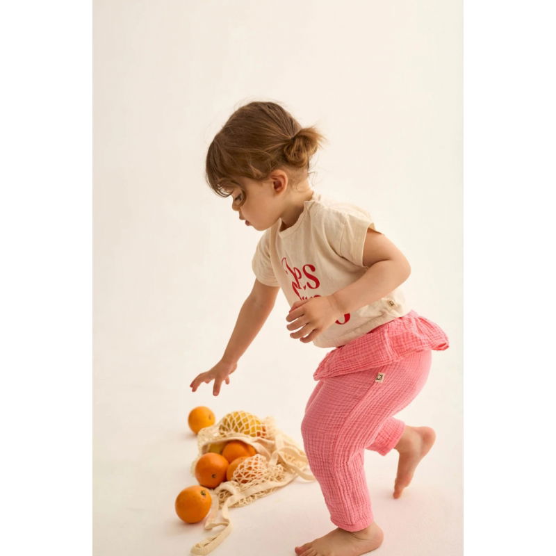Pantalon en gaze de coton | Candy pink