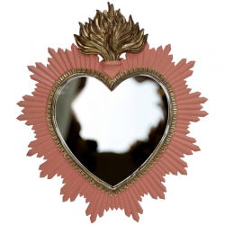 Miroir Coeur Polyrésine | Rose - Sélection déco