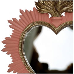 Miroir Coeur Polyrésine | Rose