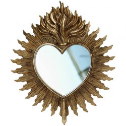 Miroir Coeur Polyrésine | Doré - Sélection déco