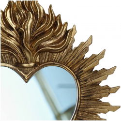 Miroir Coeur Polyrésine | Doré