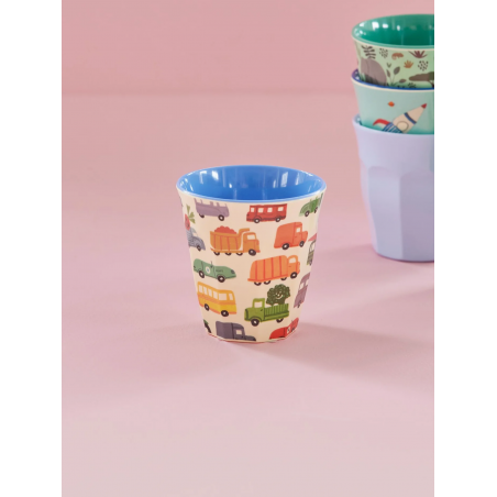 Gobelet medium | Happy Cars Print Multicolore - Rice