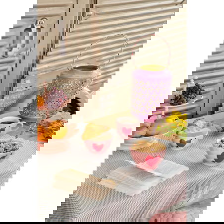 Céramique Mug | Embossed Heart Design Rose - Rice