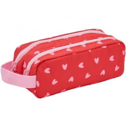 Trousse double | Coeurs rose