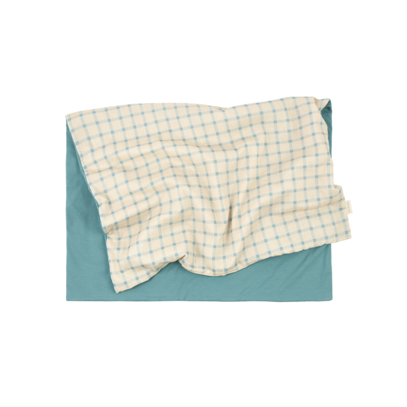 Couverture nouveau-né | Carreaux bleu jaune