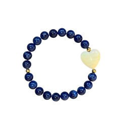 Bracelet perles bleues - Coeur écru - Almati