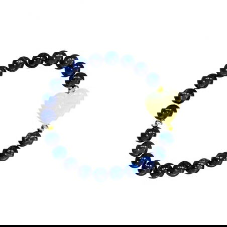 Bracelet perles bleues - Coeur écru - Almati