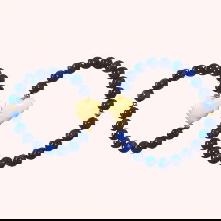 Bracelet enfant perles bleues - Coeur écru - Almati