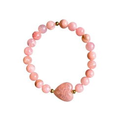 Bracelet enfant perles roses - Coeur rose - Almati