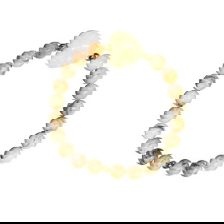 Bracelet enfant perles beiges - Coeur écru - Almati