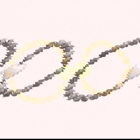 Bracelet enfant perles beiges - Coeur écru - Almati