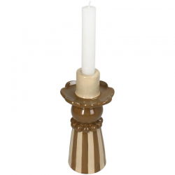 Bougeoir en grès beige 20 cm - Sélection déco
