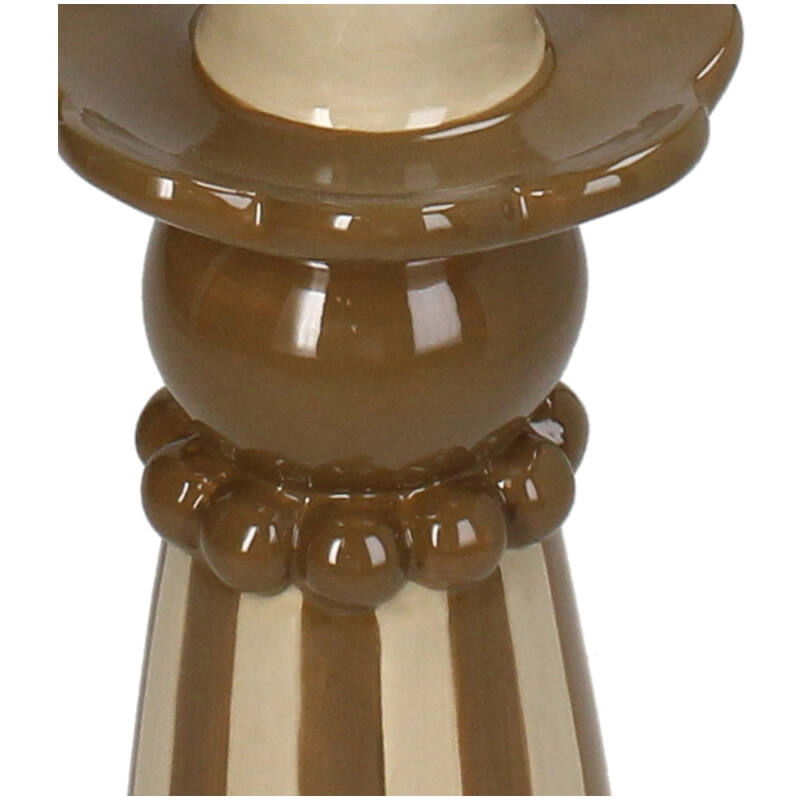 Bougeoir en grès beige 20 cm