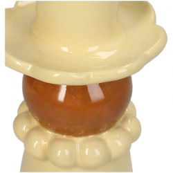 Bougeoir en grès beige 15 cm