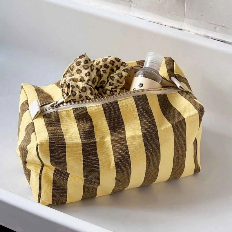 Trousse Vic | Rayures lemon/olive