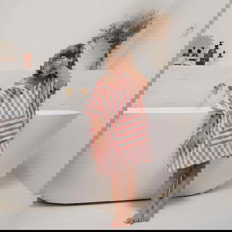 Poncho à rayures 1-3 ans | Strawberry - Rose in April