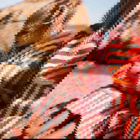 Poncho à rayures 1-3 ans | Strawberry - Rose in April