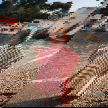 Poncho à rayures 1-3 ans | Strawberry - Rose in April