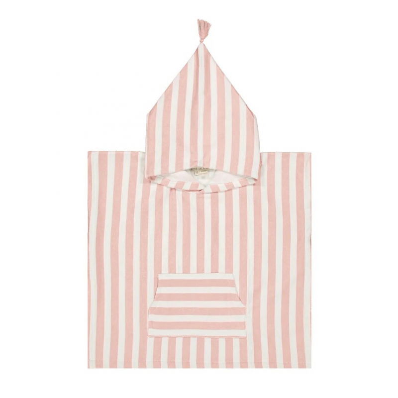 Poncho à rayures 4-6 ans | Rose clair