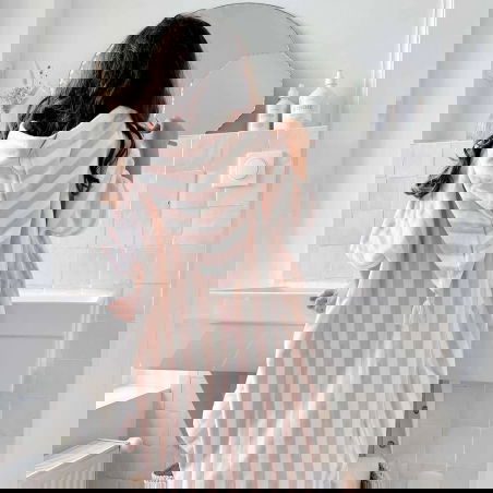 Poncho à rayures 4-6 ans | Rose clair - Rose in April