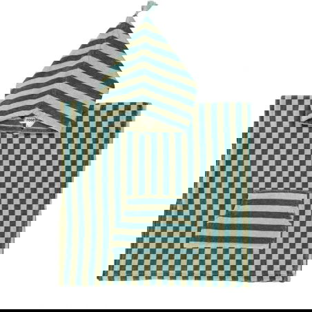 Poncho à rayures 1-3 ans | Kaki/Bleu - Rose in April