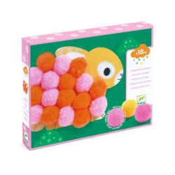 Collage de pompons | Animaux et ronds pompoms - Djeco