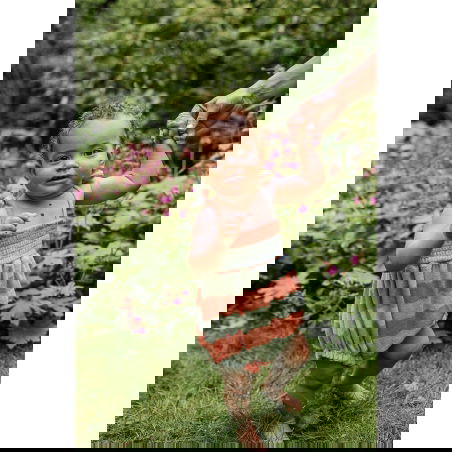 Barboteuse à bretelles | Rayures corail - Sproet & Sprout