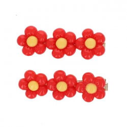 Lot de 2 barrettes | Fleurs rouges - Le petit souk