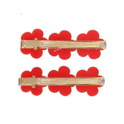 Lot de 2 barrettes | Fleurs rouges