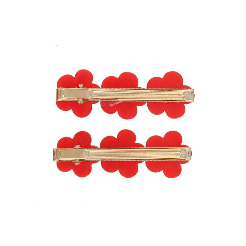 Lot de 2 barrettes | Fleurs rouges