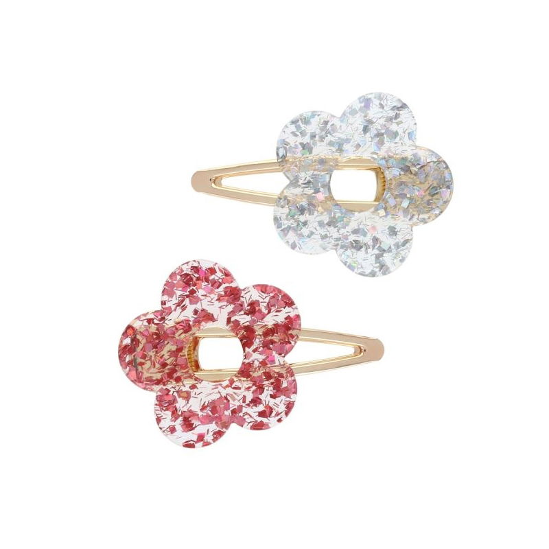 Lot de 2 barrettes | Fleurs à paillettes