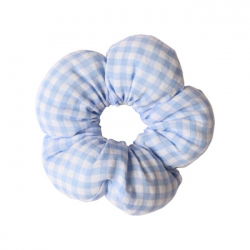 Chouchou fleur | Vichy bleu - Le petit souk