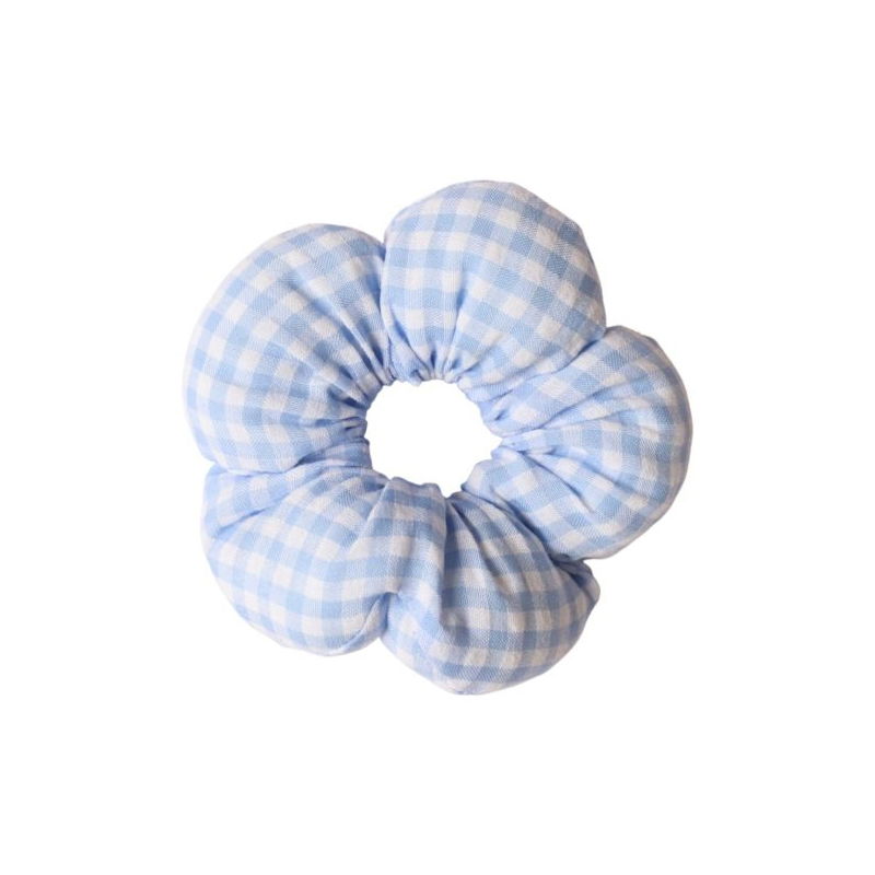 Chouchou fleur | Vichy bleu