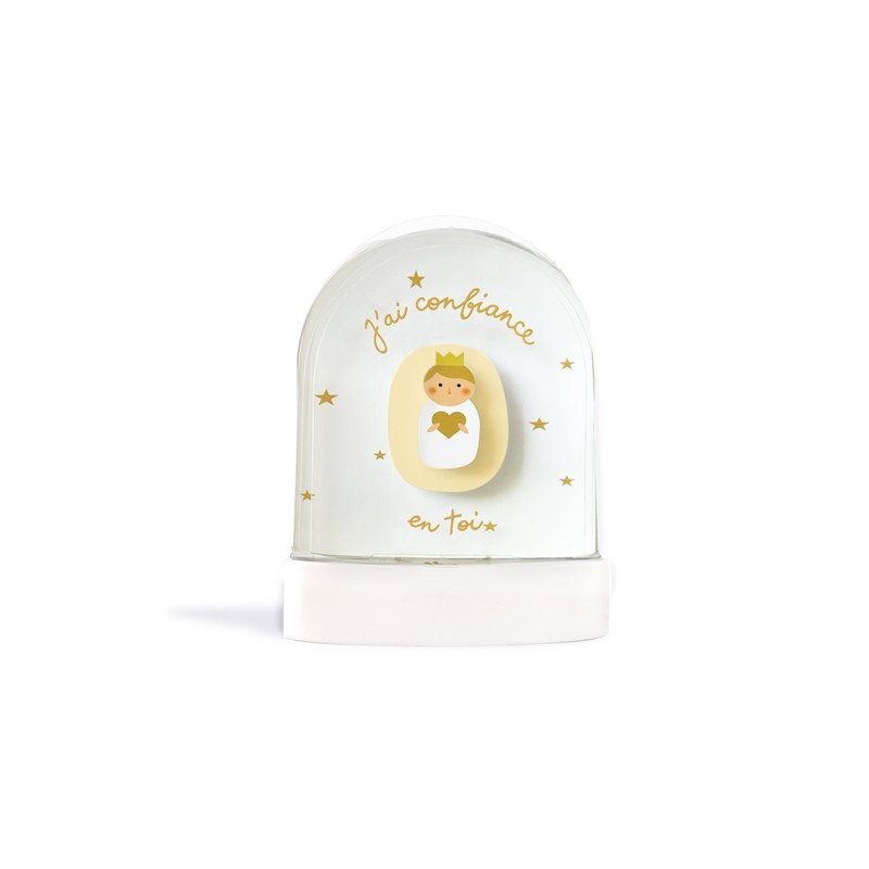 Boule à neige | Jésus Divin enfant paillettes dorées