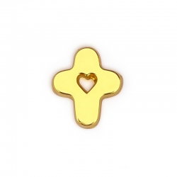 Pin's | Petite Croix dorée avec coeur