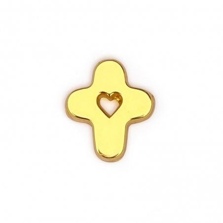 Pin's | Petite Croix dorée avec coeur - God save the king