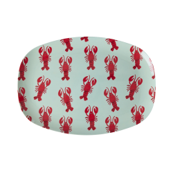 Grande assiette rectangulaire | New lobster print bleu clair