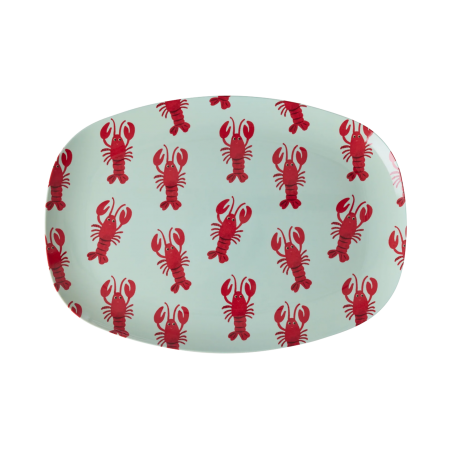 Grande assiette rectangulaire | New lobster print bleu clair - Rice