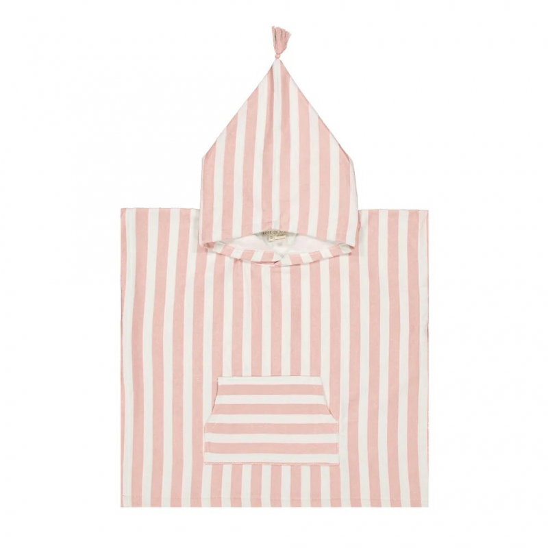 Poncho à rayures 1-3 ans | Rose clair