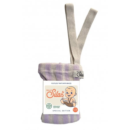 Collant à bretelles sans pieds | Lavender x Cream Striped - Silly Silas