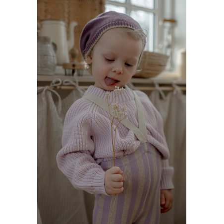 Collant à bretelles sans pieds | Lavender x Cream Striped - Silly Silas