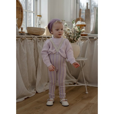 Collant à bretelles sans pieds | Lavender x Cream Striped - Silly Silas