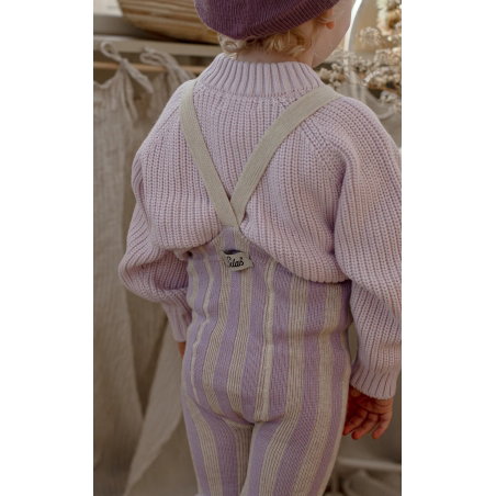 Collant à bretelles sans pieds | Lavender x Cream Striped - Silly Silas