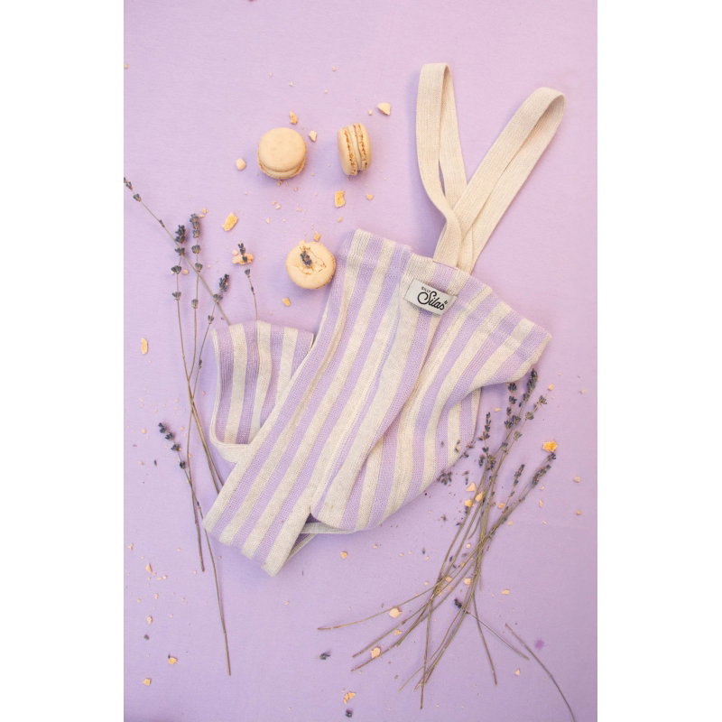 Collant à bretelles sans pieds | Lavender x Cream Striped