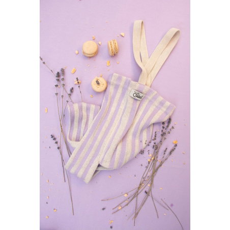 Collant à bretelles sans pieds | Lavender x Cream Striped - Silly Silas