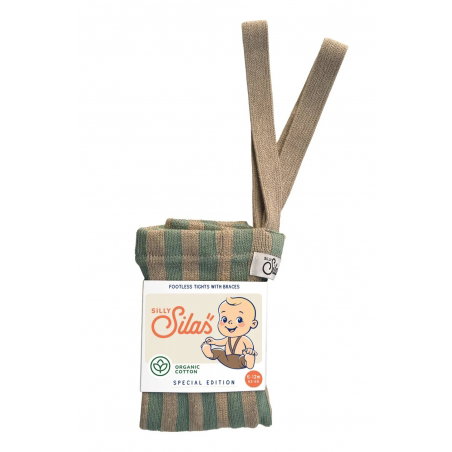 Collant à bretelles sans pieds | Matcha x Peanut Striped - Silly Silas