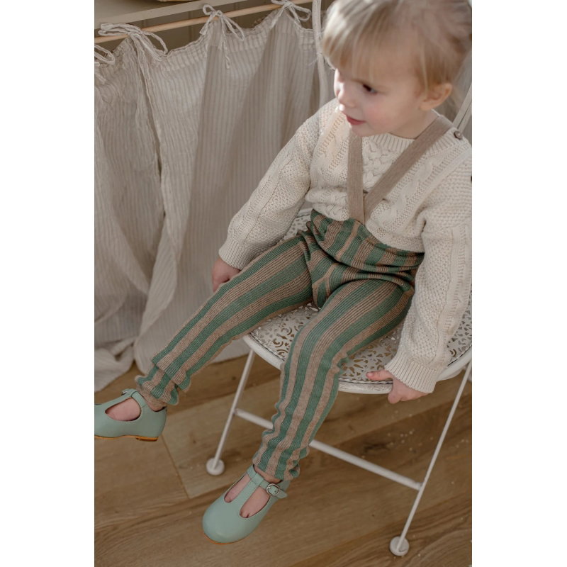 Collant à bretelles sans pieds | Matcha x Peanut Striped