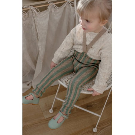 Collant à bretelles sans pieds | Matcha x Peanut Striped - Silly Silas
